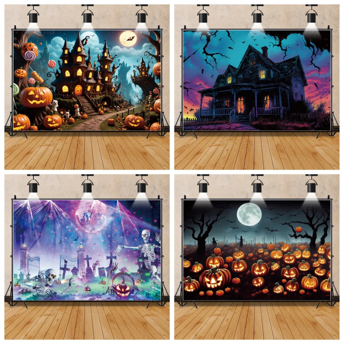 Halloween Eve Photography Backgrounds Night Castle Moon Pumpkin Lights Skeleton Family Party Photozone Horror Theme Backdrop
Halloween Eve Photography Backgrounds Night Castle Moon Pumpkin Lights Skeleton Family Party Photozone Horror Theme Backdrop
