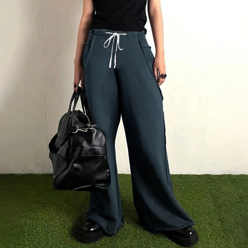 Ladies Casual Cargo Pants Women Low Waist Pockets Drawstring Lace Up Gray Straight Trousers Antumn Winter Streetwear Pants
Ladies Casual Cargo Pants Women Low Waist Pockets Drawstring Lace Up Gray Straight Trousers Antumn Winter Streetwear Pants