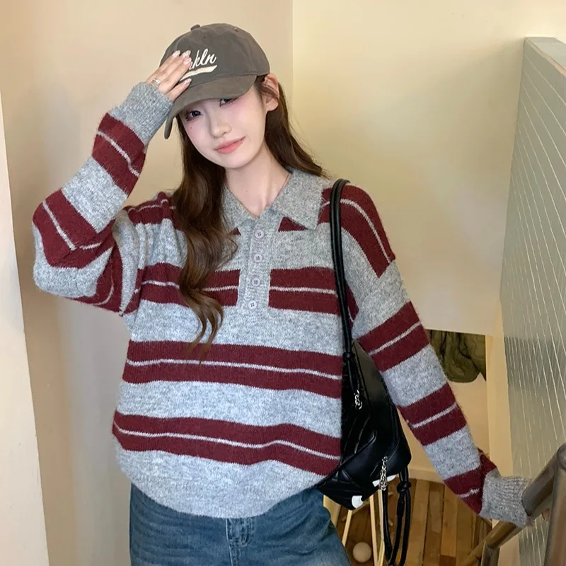 Thiened Loose Ne Striped Design Sweater Korean Sle Women's Long Sve Knittedwear Casual Faion Autumn Winter Ne...
Thiened Loose Ne Striped Design Sweater Korean Sle Women's Long Sve Knittedwear Casual Faion Autumn Winter Ne...