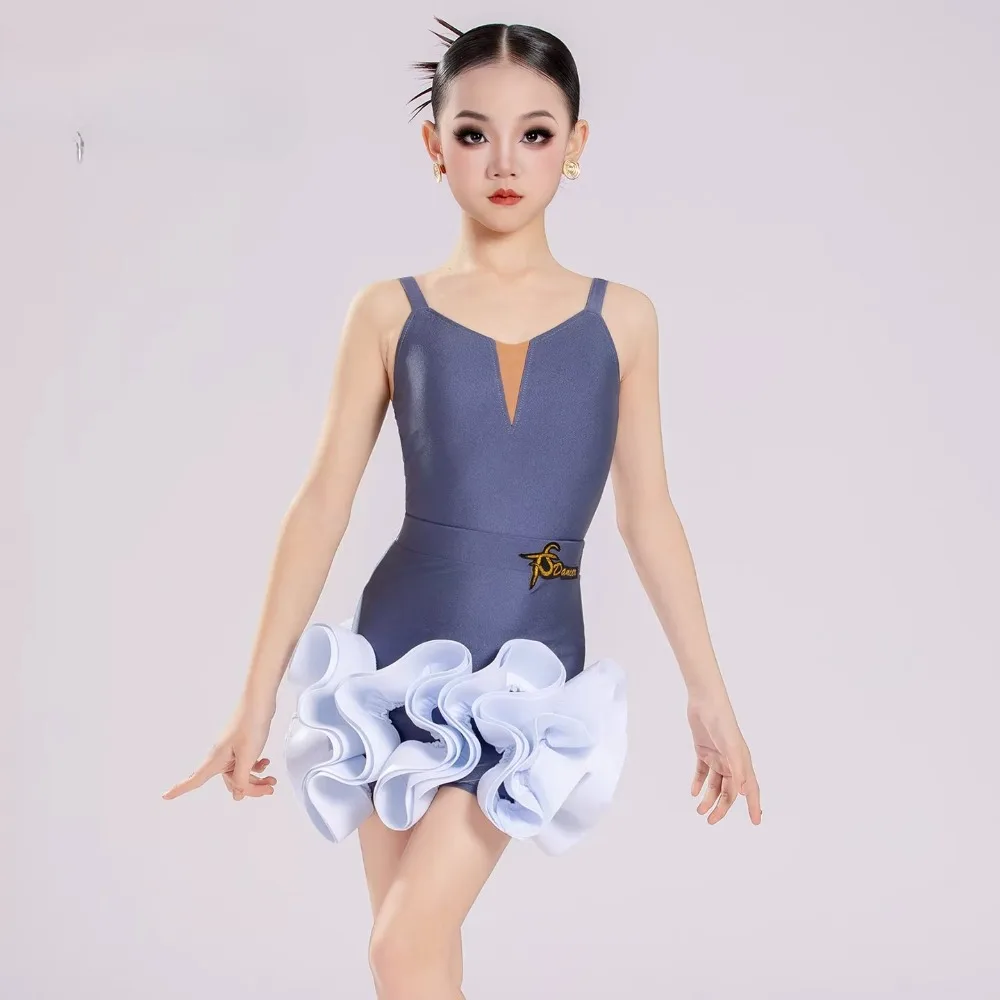 Kids Latin Dance Dress Grayish purple Sleeveless V-neck Ruffle Skirt Ballroom Salsa Rumba Competition Costume for Girls
Kids Latin Dance Dress Grayish purple Sleeveless V-neck Ruffle Skirt Ballroom Salsa Rumba Competition Costume for Girls