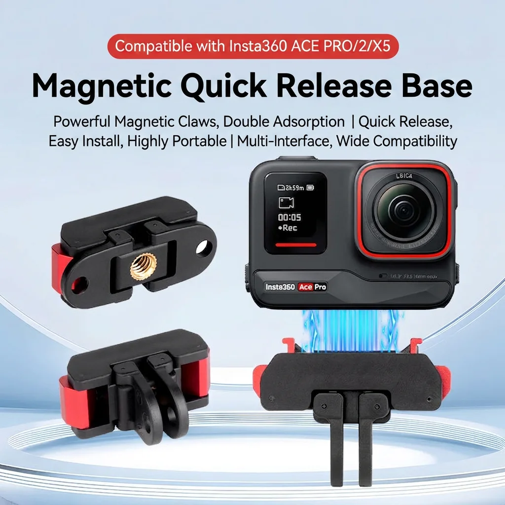 For Insta 360 X5 Alloy Magnetic Quick Release Adapter Base For Insta 360 Ace Pro 2 Ace Mount Adapter Bracket Camera Accessories
For Insta 360 X5 Alloy Magnetic Quick Release Adapter Base For Insta 360 Ace Pro 2 Ace Mount Adapter Bracket Camera Accessories