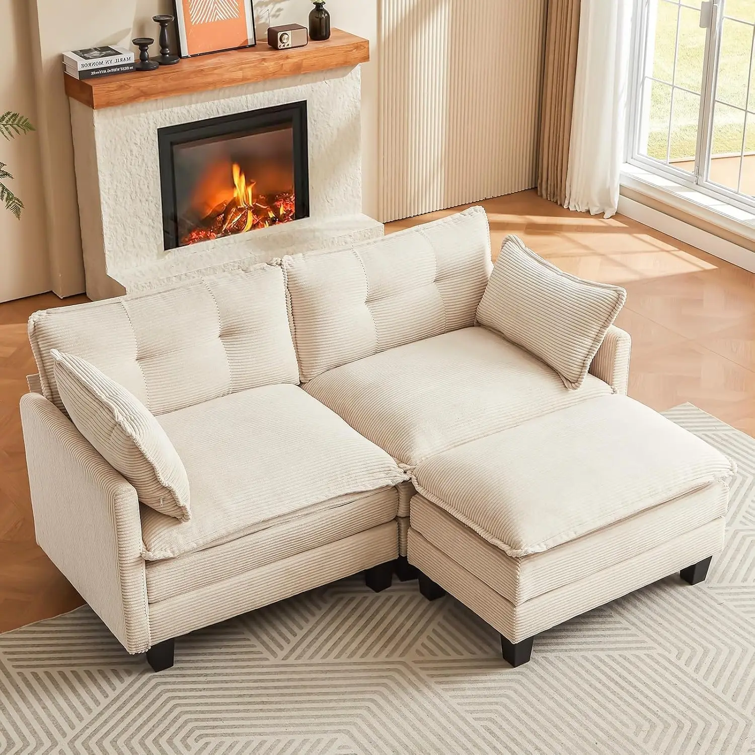 L-Shaped Modular Sofa, 76.5' Corduroy Sectional with Movable Ottoman, Modern Deep Seat Couch for Living Room (Beige)
L-Shaped Modular Sofa, 76.5' Corduroy Sectional with Movable Ottoman, Modern Deep Seat Couch for Living Room (Beige)
