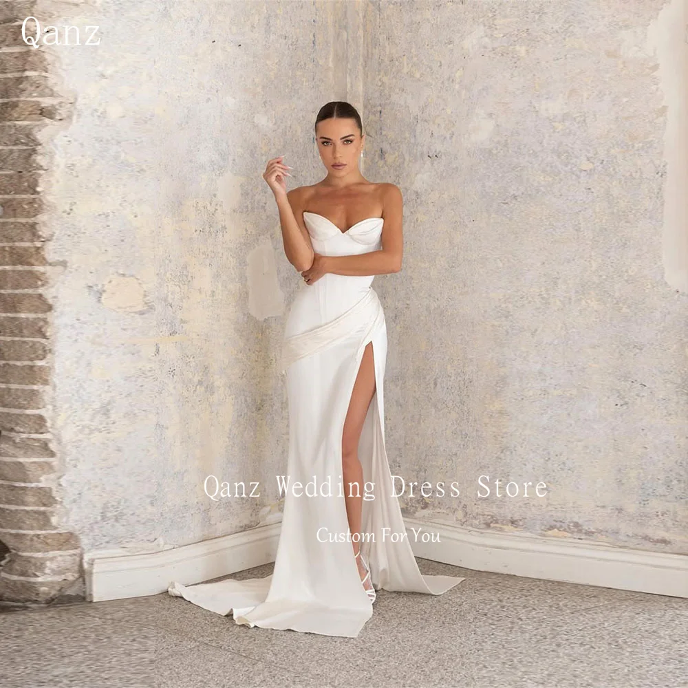Qanz Mermaid Vestido De Novia Civil Sweetheart Satin High Side Slit Wedding Dresses Elegnt Women Robe De Mariée Customized
Qanz Mermaid Vestido De Novia Civil Sweetheart Satin High Side Slit Wedding Dresses Elegnt Women Robe De Mariée Customized