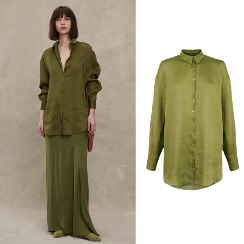 Withered Silk And Linen Shirt With Loose Shoulder Medium Length Shirt Blouses Women's Clothes Shirts Tops
Withered Silk And Linen Shirt With Loose Shoulder Medium Length Shirt Blouses Women's Clothes Shirts Tops
