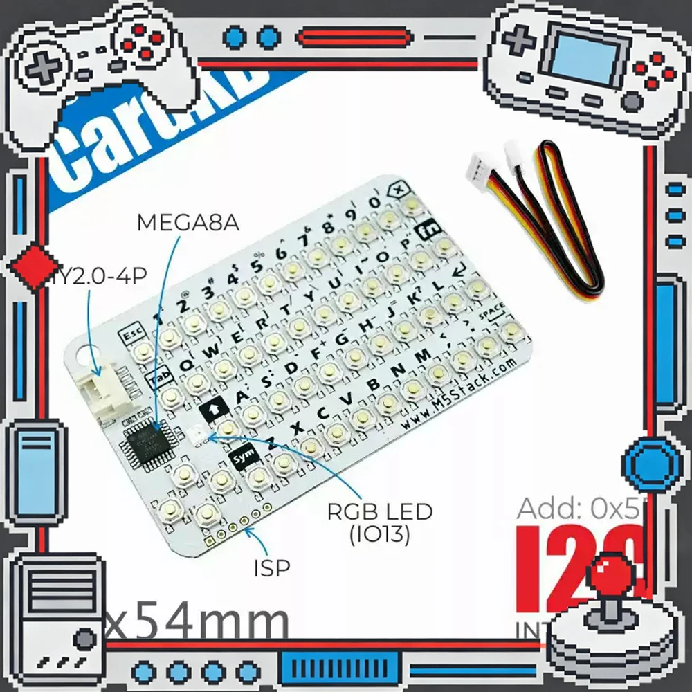 M5Stack Unit CardKB v1.1 matrix keyboard card keyboard unit 50 keys MEGA8A Full keyboard input multiple key combinations
M5Stack Unit CardKB v1.1 matrix keyboard card keyboard unit 50 keys MEGA8A Full keyboard input multiple key combinations