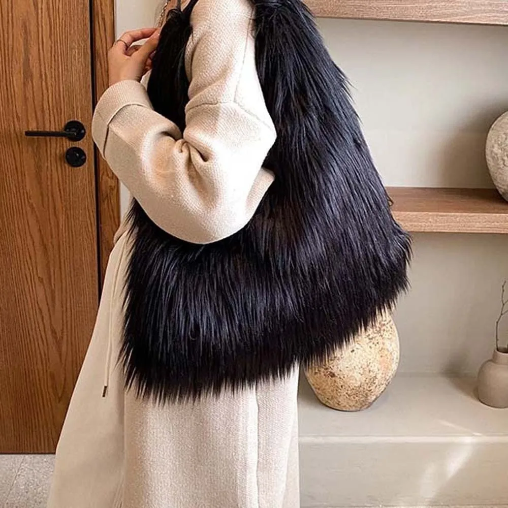 Storage Pouch Stripe Faux Fur Ladies Tote Large Capacity Portable Shoulder Bag Soft Magnetic Button Commuting Handbag Travel
Storage Pouch Stripe Faux Fur Ladies Tote Large Capacity Portable Shoulder Bag Soft Magnetic Button Commuting Handbag Travel