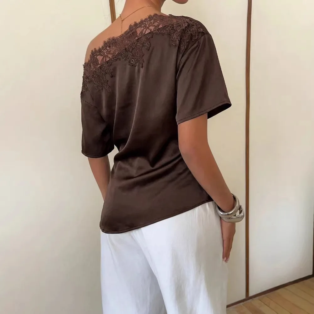 2026 Women's Summer New Solid Color Lace One-shoulder Short-sleeved Casual Slanted Shoulder Top
2026 Women's Summer New Solid Color Lace One-shoulder Short-sleeved Casual Slanted Shoulder Top