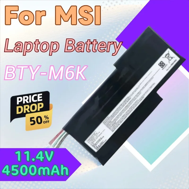 11.4V 4500mAh Laptop Battery BTY-M6K for MSI THIN 10SDR 7RG GF75 GS73VR GS63VR MS-16R1/R3 GF63 8RC 8RD 9SC 9SCXR GF65
11.4V 4500mAh Laptop Battery BTY-M6K for MSI THIN 10SDR 7RG GF75 GS73VR GS63VR MS-16R1/R3 GF63 8RC 8RD 9SC 9SCXR GF65
