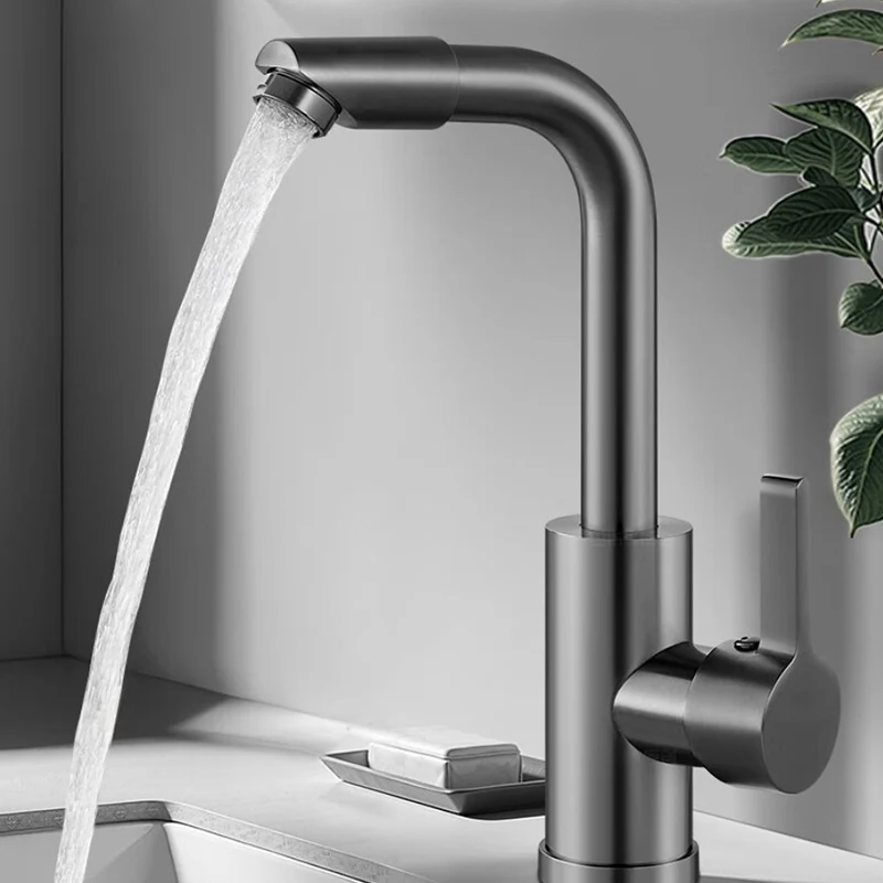 Gun Gray Basin Faucet Cold Hot Mixer Tap 360° Rotate Solid Brass Bathroom Sink Tap Single Handle with 80cm Hoses
Gun Gray Basin Faucet Cold Hot Mixer Tap 360° Rotate Solid Brass Bathroom Sink Tap Single Handle with 80cm Hoses