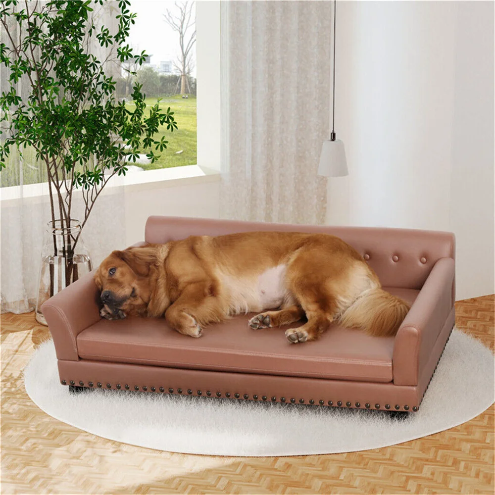 Large Elevated Dog Bed PU Leather Luxury Dog Sofa Couch Waterproof Pet Animal Backrest Snuggle Lounge Bed with Removable Cushion
Large Elevated Dog Bed PU Leather Luxury Dog Sofa Couch Waterproof Pet Animal Backrest Snuggle Lounge Bed with Removable Cushion