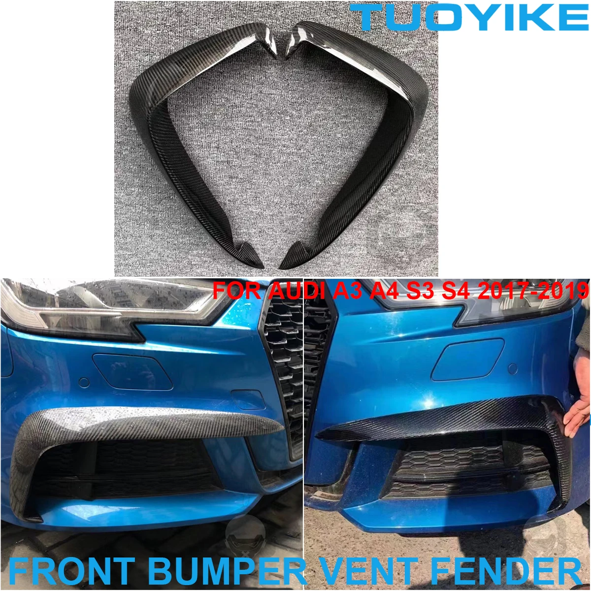 2PCS Real Dry Carbon Fiber Front Bumper Vent Fender Splitter Air Intake Decoration Cover Trim For AUDI A3 A4 S3 S4 2017-2019
2PCS Real Dry Carbon Fiber Front Bumper Vent Fender Splitter Air Intake Decoration Cover Trim For AUDI A3 A4 S3 S4 2017-2019