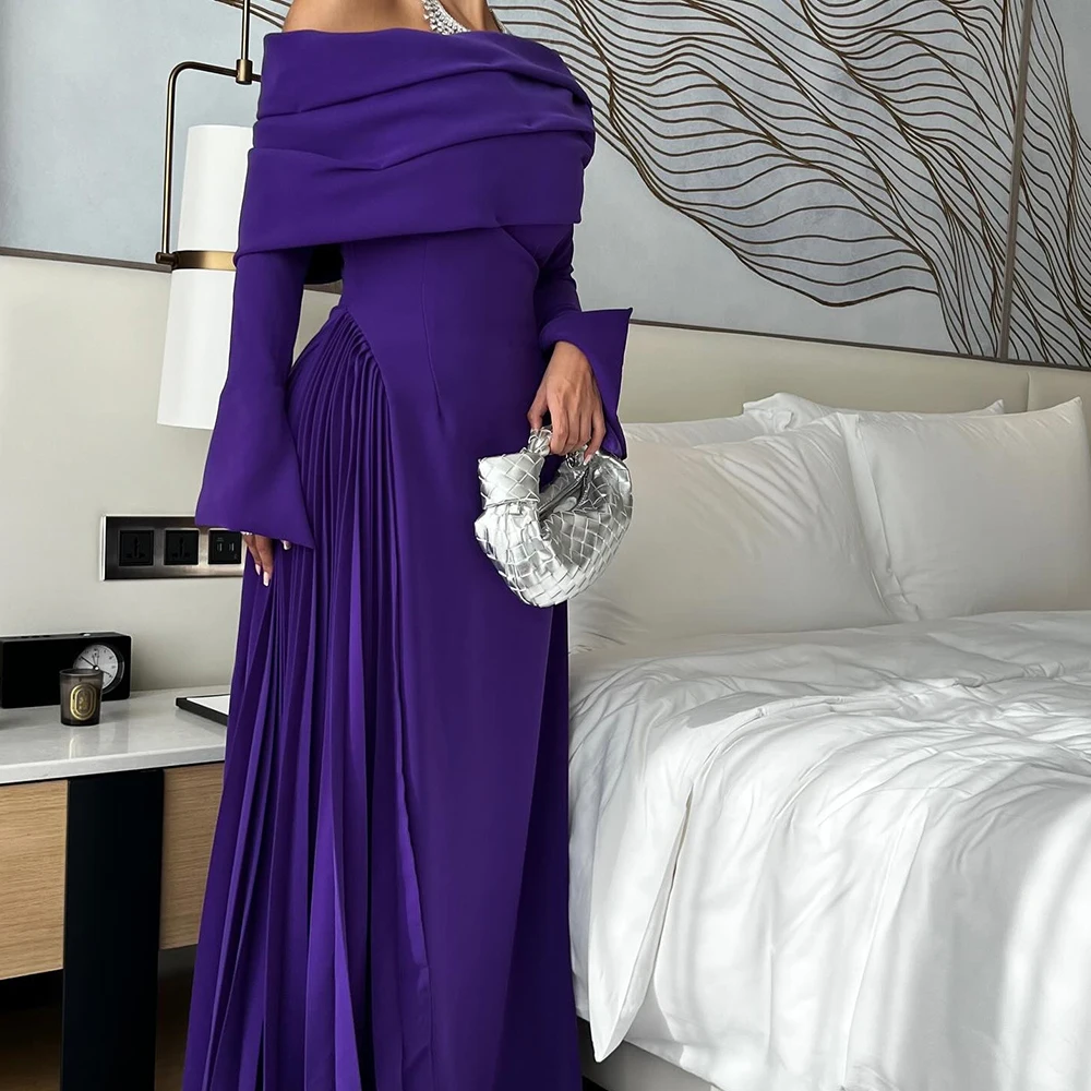 CustomizedCustomized Classic Boat Neck Off the Shoulder Satin Long Sleeves Evening Dress Temperament Pleats Photo Color Vestido
CustomizedCustomized Classic Boat Neck Off the Shoulder Satin Long Sleeves Evening Dress Temperament Pleats Photo Color Vestido