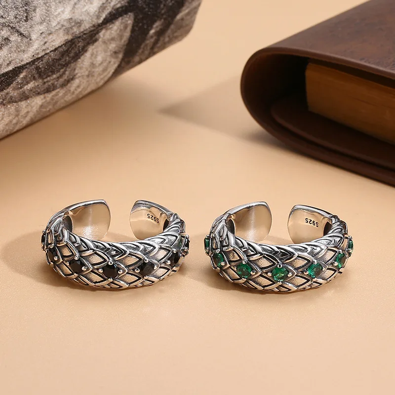 Ring s925 silver retro distressed inlaid with zircon dragon scale thai silver men's ring Punk style accessories
Ring s925 silver retro distressed inlaid with zircon dragon scale thai silver men's ring Punk style accessories