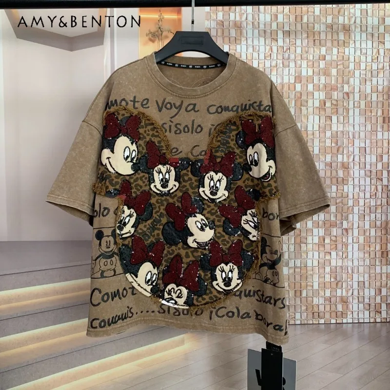2025 Winter New Fashion Heavy Craft Leopard Cartoon Youthful Loose Short Sleeved Tees Tshirt Pullover Top Y2k Clothes For Women
2025 Winter New Fashion Heavy Craft Leopard Cartoon Youthful Loose Short Sleeved Tees Tshirt Pullover Top Y2k Clothes For Women