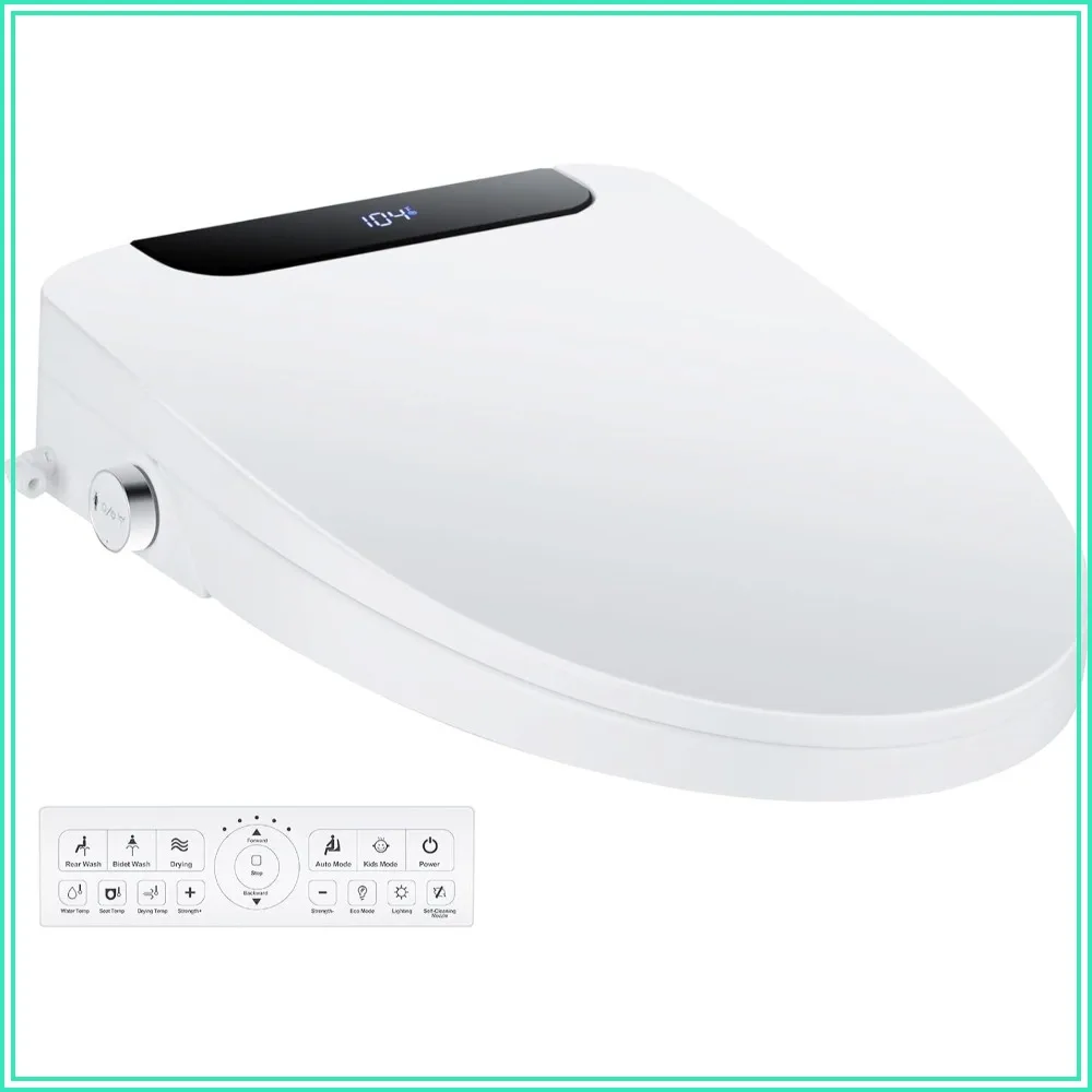 Electric Bidet Toilet Seat Elongated Warm Water Air Dryer Heated Seat Slow Close Lid Front Rear Wash Night Light Wireless Remote
Electric Bidet Toilet Seat Elongated Warm Water Air Dryer Heated Seat Slow Close Lid Front Rear Wash Night Light Wireless Remote