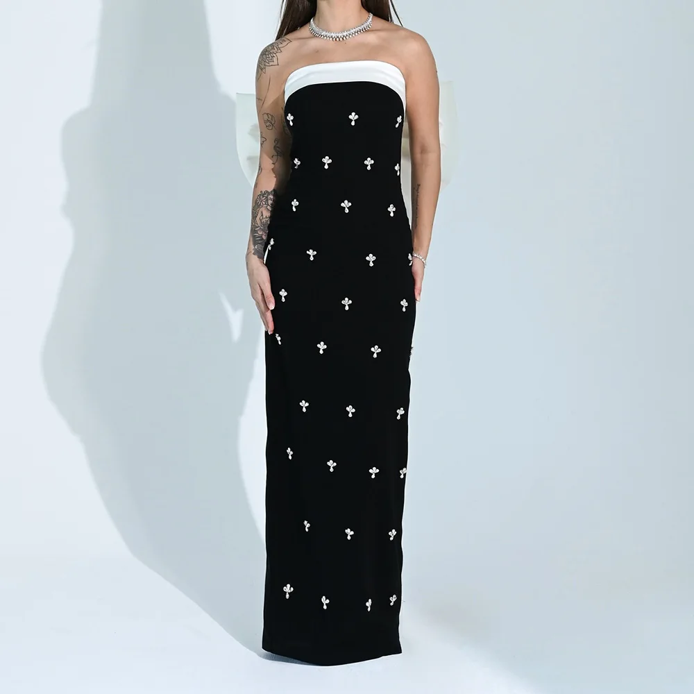 Customized Straight Prom Dresses Floor-Length Strapless Sleeveless Evening Gown Simple Fashino Crystal Backless Bow Party Gown
Customized Straight Prom Dresses Floor-Length Strapless Sleeveless Evening Gown Simple Fashino Crystal Backless Bow Party Gown