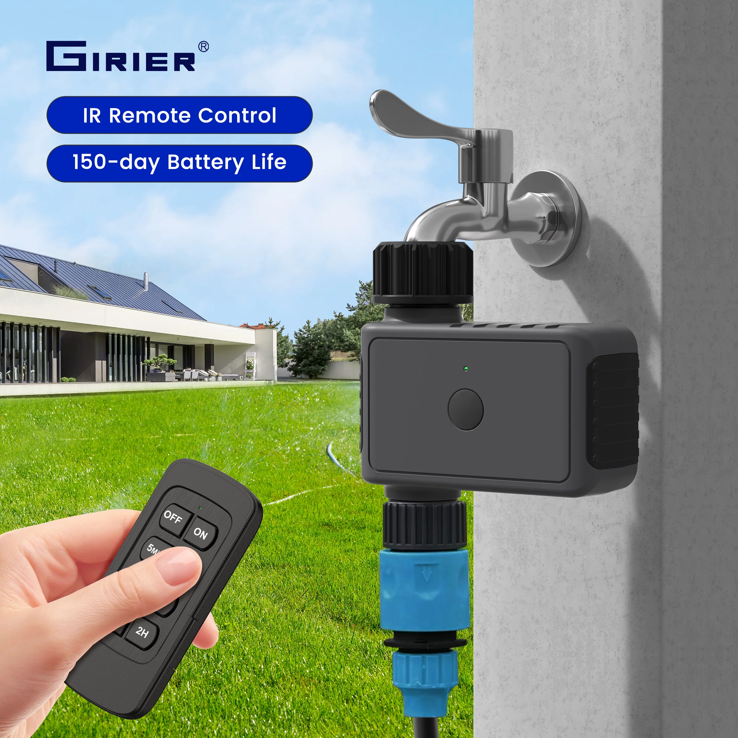 GIRIER Water Timer Programmable Sprinkler Controller for Garden/Drip Automatic Irrigation System with IR Remote Timing Functions 
GIRIER Water Timer Programmable Sprinkler Controller for Garden/Drip Automatic Irrigation System with IR Remote Timing Functions