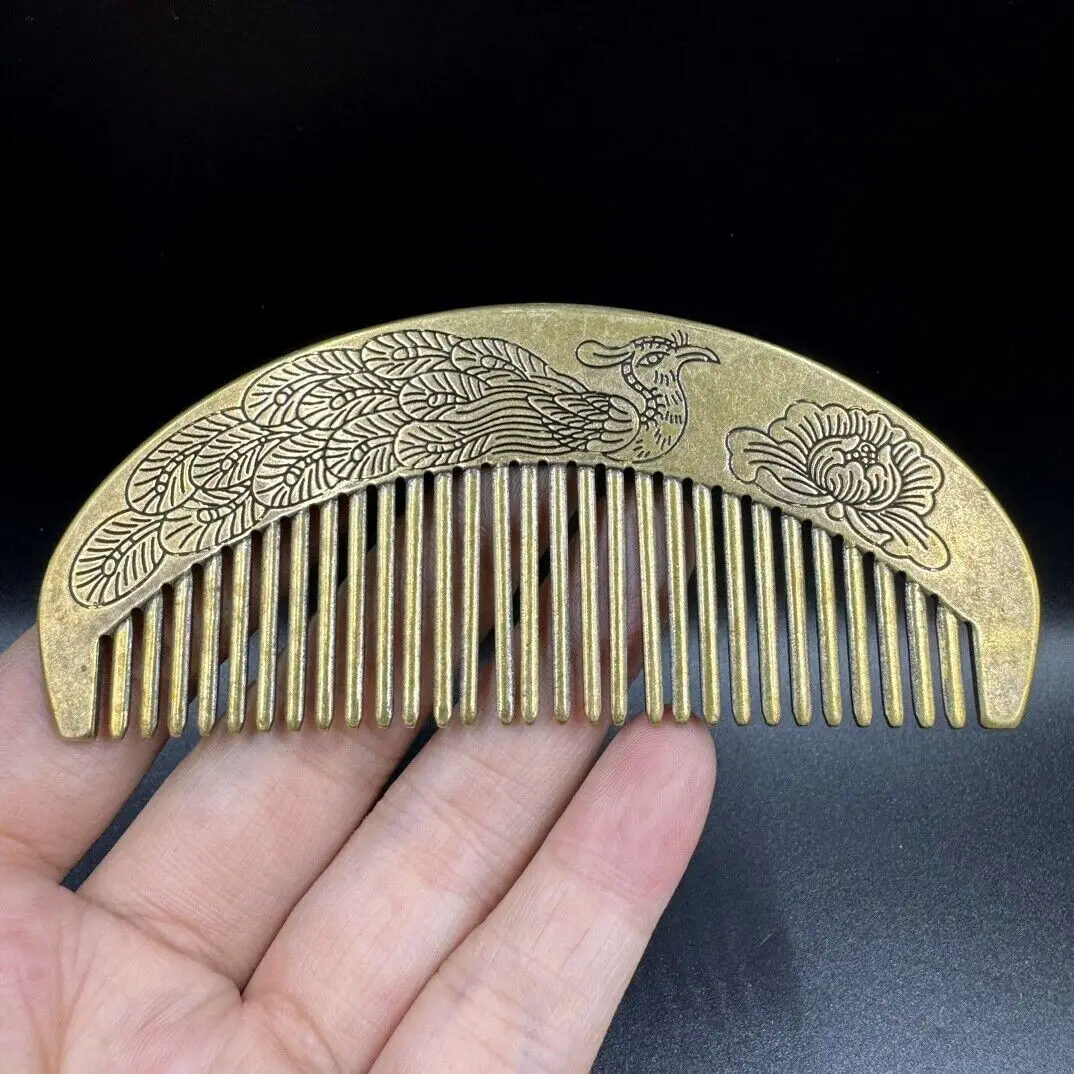 3.9" Collect Chinese Brass Carving Fung-hwang Phoenix Elephant Vintage Hair Comb
3.9" Collect Chinese Brass Carving Fung-hwang Phoenix Elephant Vintage Hair Comb