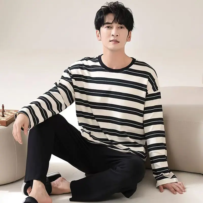 2025 New Men's Pajamas Teenagers Spring and Fall Imitation Cotton Long-Sleeved Round Neck Loose Large Size Men's Suit Homewear
2025 New Men's Pajamas Teenagers Spring and Fall Imitation Cotton Long-Sleeved Round Neck Loose Large Size Men's Suit Homewear