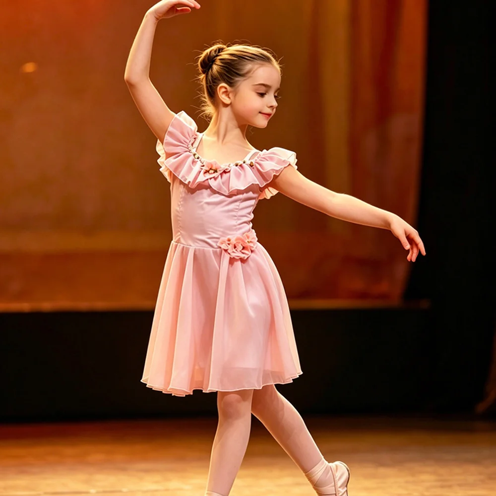 Girls' Ballet Tutu Dress Chiffon Pink Long Skirt Performance Costume with Floral Trim Cupid Style for Dance Recital & Banquet
Girls' Ballet Tutu Dress Chiffon Pink Long Skirt Performance Costume with Floral Trim Cupid Style for Dance Recital & Banquet