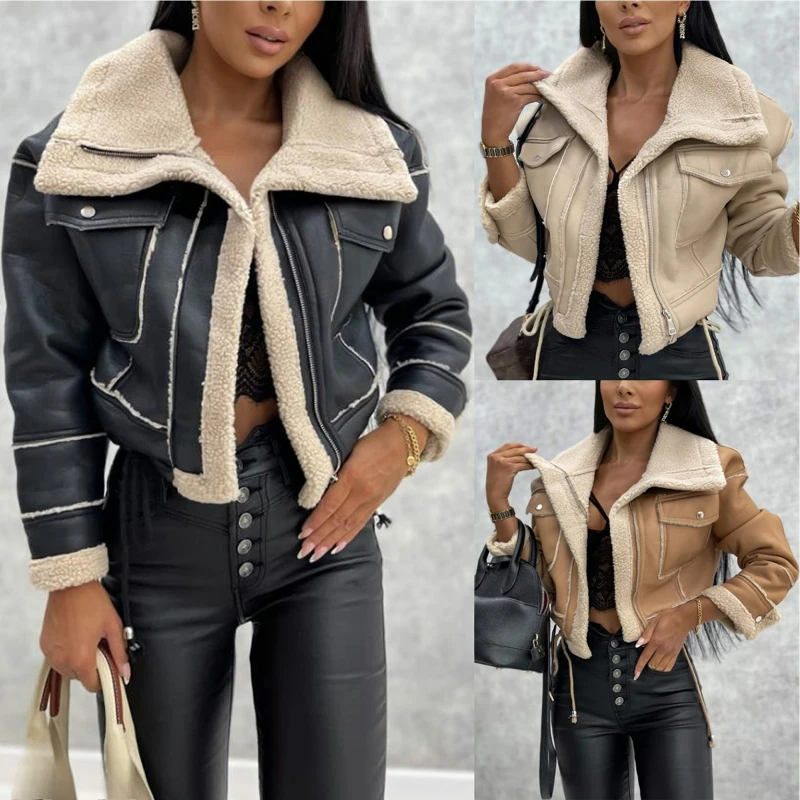 Europe, America, Autumn and Winter Fashion and Comfort New Wool Short Coat Zipper Locomotive Style Leather Jacket Top Women
Europe, America, Autumn and Winter Fashion and Comfort New Wool Short Coat Zipper Locomotive Style Leather Jacket Top Women