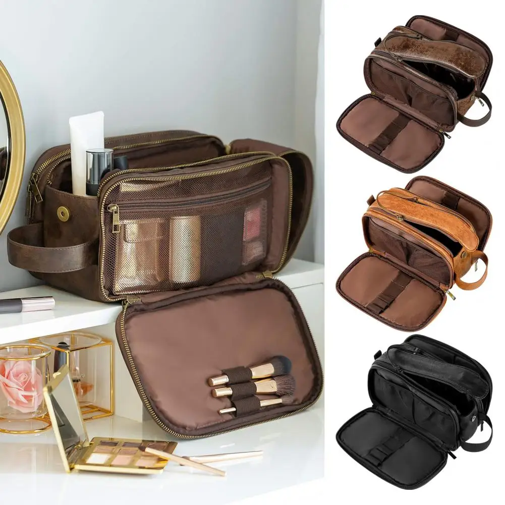 Portable Cosmetic Bag Waterproof Travel Pouch Retro Style Faux Leather Men's Travel Cosmetic Bag with Large for Business
Portable Cosmetic Bag Waterproof Travel Pouch Retro Style Faux Leather Men's Travel Cosmetic Bag with Large for Business