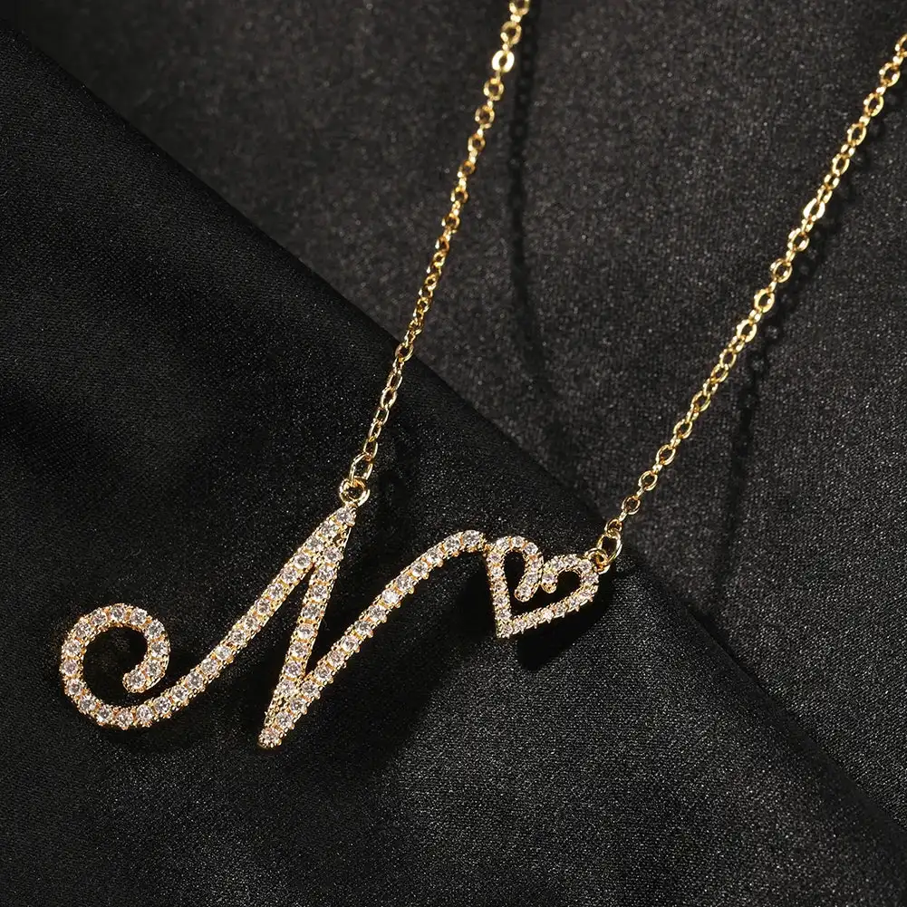 Personalized Script Initial Necklace Heart Letter Pendant Zircon Diamond 18K Gold Plated Custom Unique Jewelry Gift for Women
Personalized Script Initial Necklace Heart Letter Pendant Zircon Diamond 18K Gold Plated Custom Unique Jewelry Gift for Women