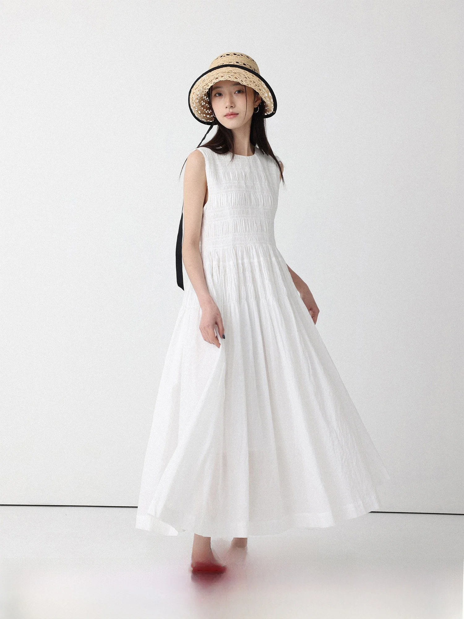 LowCalorie Gentle Order Pleated Elastic Sleeveless Dress Ladylike round Neck Long Dress Casual Cotton A-Line Skirt Fit
LowCalorie Gentle Order Pleated Elastic Sleeveless Dress Ladylike round Neck Long Dress Casual Cotton A-Line Skirt Fit