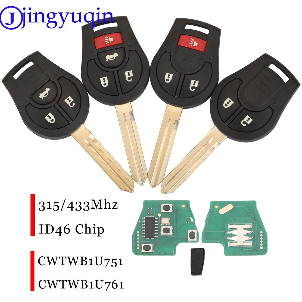 jingyuqin 2/3/4 Buttons Remote Car Key 315/433MHZ ID46 Chip For Nissan CWTWB1U751/CWTWB1U761 1788D-WB1U751 H0561-C993A
jingyuqin 2/3/4 Buttons Remote Car Key 315/433MHZ ID46 Chip For Nissan CWTWB1U751/CWTWB1U761 1788D-WB1U751 H0561-C993A