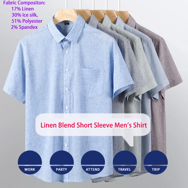 2025 Summer Linen Blend Short-sleeved Shirt for Men, Comfortable/breathable Anti-wrinkle/non-iron Business Casual Men‘s Camisa
2025 Summer Linen Blend Short-sleeved Shirt for Men, Comfortable/breathable Anti-wrinkle/non-iron Business Casual Men‘s Camisa