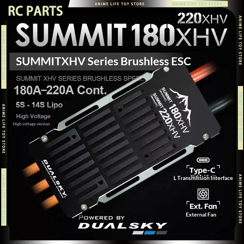 Dualsky Summit 5-14S Brushless ESC 180XHV 220XHV For RC 3D Plane,Fixed Wing UAVs Support GA Series Motor,External Fans,Type-C,
Dualsky Summit 5-14S Brushless ESC 180XHV 220XHV For RC 3D Plane,Fixed Wing UAVs Support GA Series Motor,External Fans,Type-C,