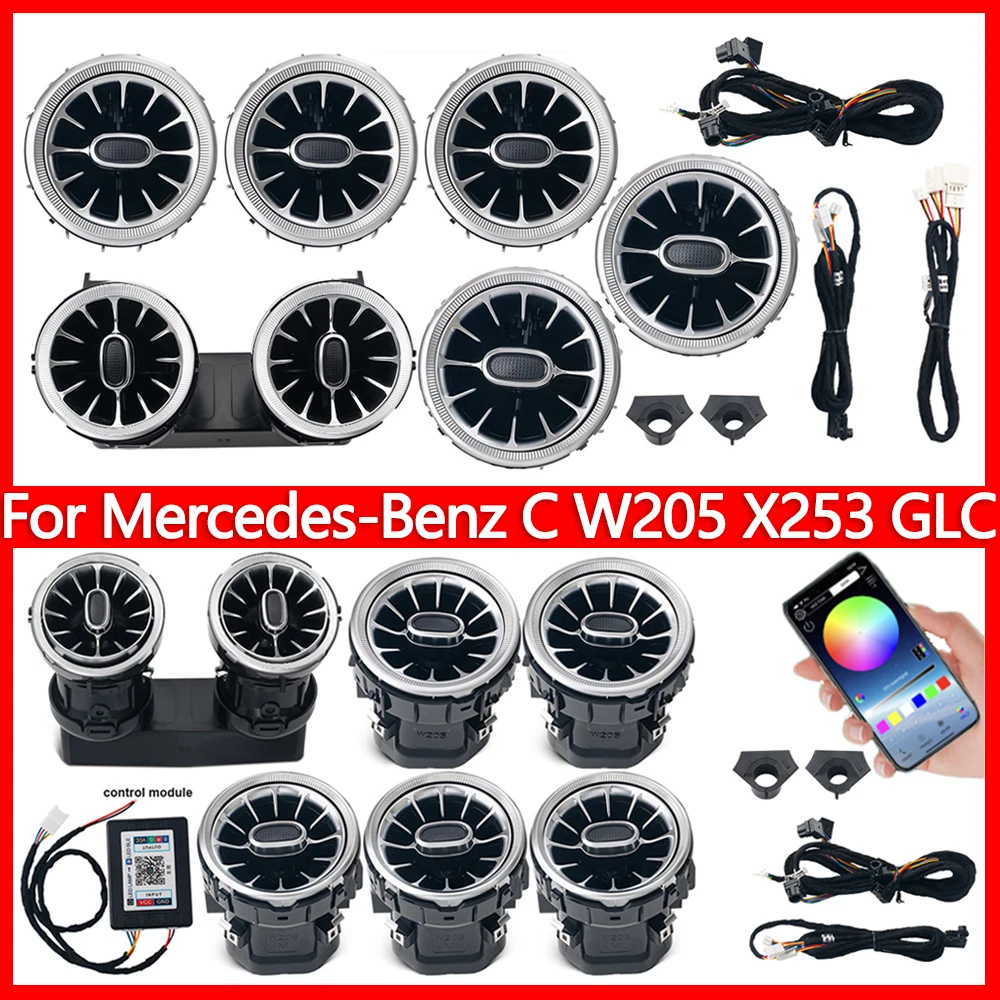 For Mercedes Benz C W205 GLC X253 AMG LED Led Turbine Nozzle Ambient Light Air Vents 3/64 Colors RGB Air Conditioner Decoration
For Mercedes Benz C W205 GLC X253 AMG LED Led Turbine Nozzle Ambient Light Air Vents 3/64 Colors RGB Air Conditioner Decoration