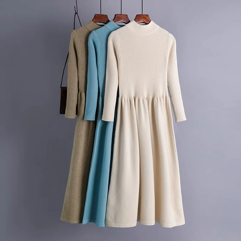 Women Long Sleeve Knitted Sweater Dresses Autumn Winter Knitted Slim O Neck Long Dresses Elegant Solid Color Pullover Vestido
Women Long Sleeve Knitted Sweater Dresses Autumn Winter Knitted Slim O Neck Long Dresses Elegant Solid Color Pullover Vestido