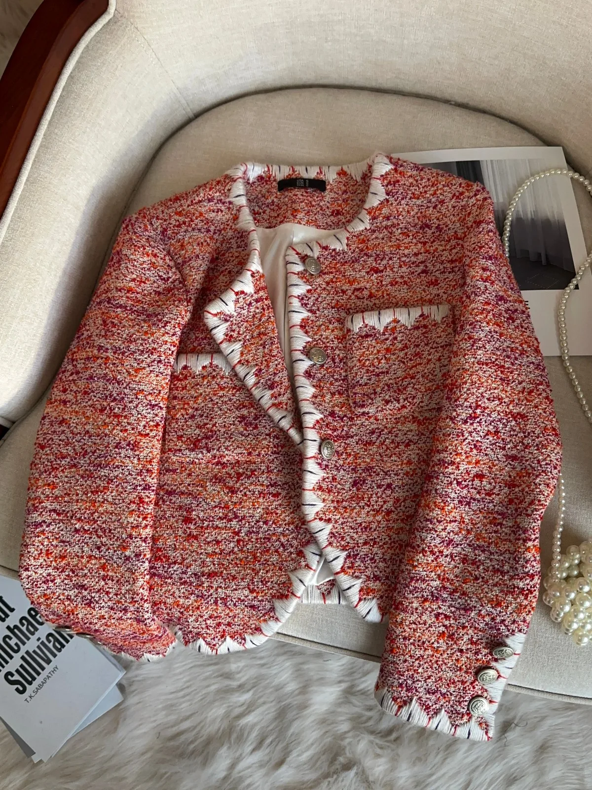 Pink Plaid ort Coat Women's Faion Spring New High-End Lady Top Commute Sle Regular Sve Long Buttoned Pure Color
Pink Plaid ort Coat Women's Faion Spring New High-End Lady Top Commute Sle Regular Sve Long Buttoned Pure Color