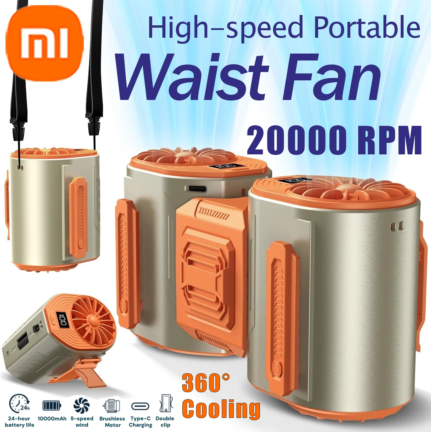Перезаряжаемый поясной вентилятор Xiaomi, 10000 мАч, 20000 об/мин, 24 часа работы, 5 скоростей, двойной двигатель, зажим для ремня, уличный офисный охлаждающий вентилятор, новый
Перезаряжаемый поясной вентилятор Xiaomi, 10000 мАч, 20000 об/мин, 24 часа работы, 5 скоростей, двойной двигатель, зажим для ремня, уличный офисный охлаждающий вентилятор, новый
