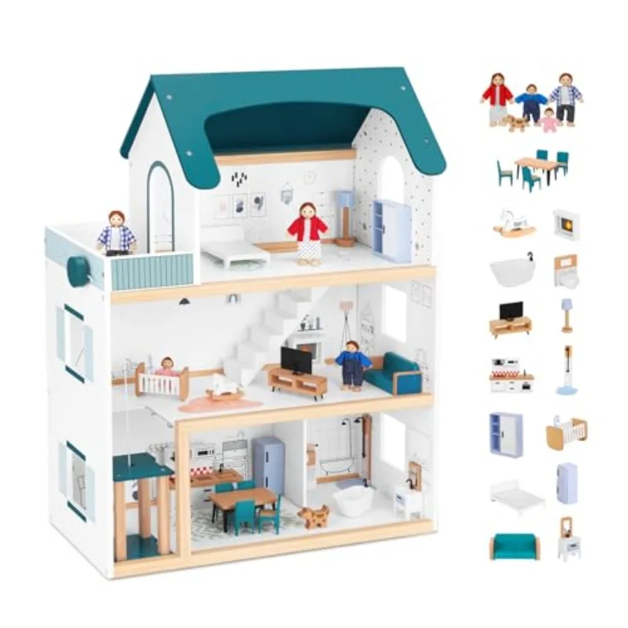 Wooden Dollhouse with Liftable Elevator for Toddlers 2.6 Feet High Modern Design in Natural Wood Color with Durable Constructio
Wooden Dollhouse with Liftable Elevator for Toddlers 2.6 Feet High Modern Design in Natural Wood Color with Durable Constructio