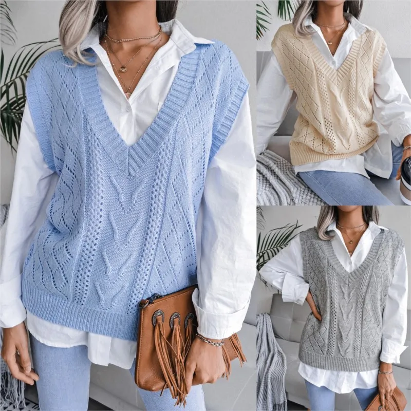 Autumn/Winter 2024 Fashion New Hollow out Fried Dough Twists V-neck Knitted Vest Solid Sweater Women's Wear
Autumn/Winter 2024 Fashion New Hollow out Fried Dough Twists V-neck Knitted Vest Solid Sweater Women's Wear