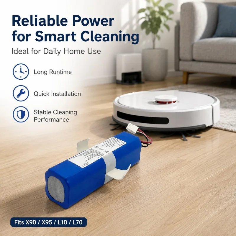 Compatible with X90 X95 L10 L70 14.4V 5200mAh Rechargeable Lithium Battery Long Runtime for Robot Vacuum Cleaner Battery Pack
Compatible with X90 X95 L10 L70 14.4V 5200mAh Rechargeable Lithium Battery Long Runtime for Robot Vacuum Cleaner Battery Pack