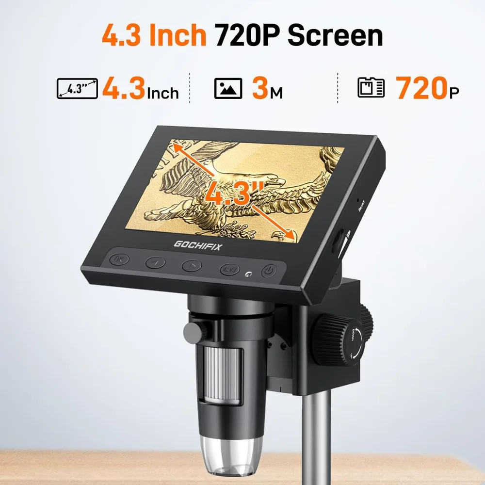 Digital Microscope, 4.3" LCD Coin USB Microscope 1000X, Coin Magnifier with HD Screen, 8 Adjustable LED Lights, 32GB SD Card
Digital Microscope, 4.3" LCD Coin USB Microscope 1000X, Coin Magnifier with HD Screen, 8 Adjustable LED Lights, 32GB SD Card