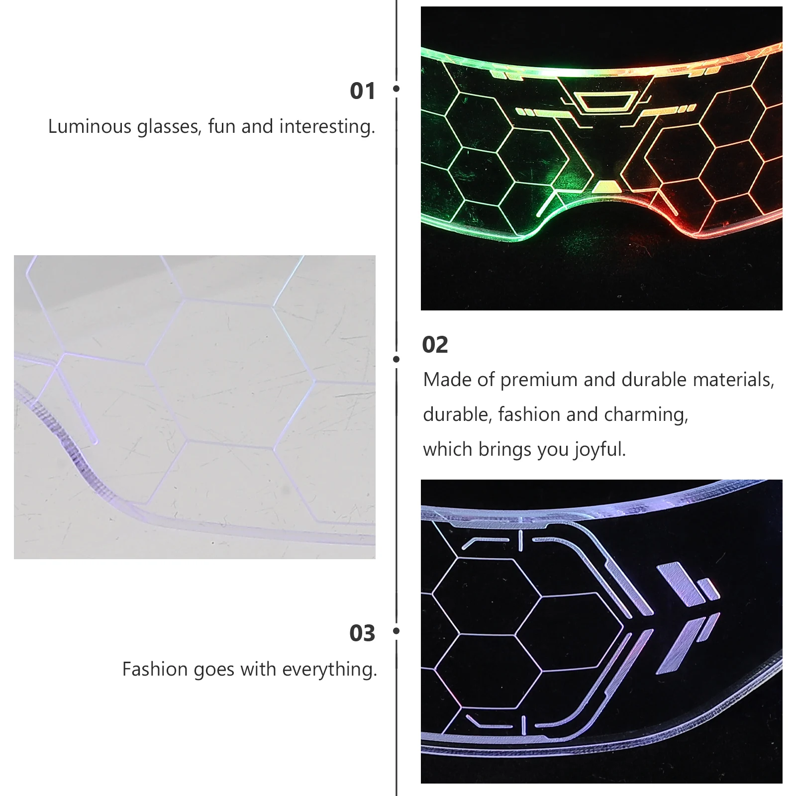 2pcs Led Funny Light-Emitting Glowing Glasses For Night Party Halloween New Year Club Dance Outdoor Events Creative Photo Props
2pcs Led Funny Light-Emitting Glowing Glasses For Night Party Halloween New Year Club Dance Outdoor Events Creative Photo Props
