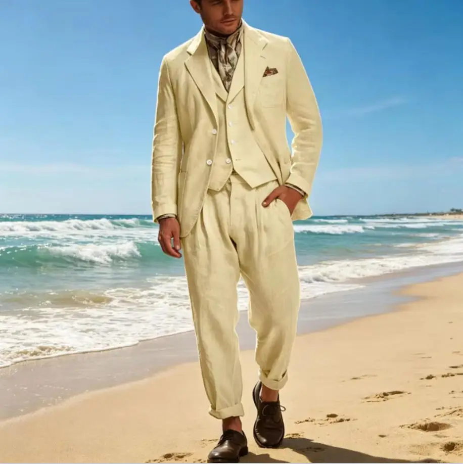 Men's Linen 3 Piece Set Notch Lapel Italian Style2 buttons Blazer+Vest+Pants Breathable Lightweight Summer Casual Business Suit
Men's Linen 3 Piece Set Notch Lapel Italian Style2 buttons Blazer+Vest+Pants Breathable Lightweight Summer Casual Business Suit