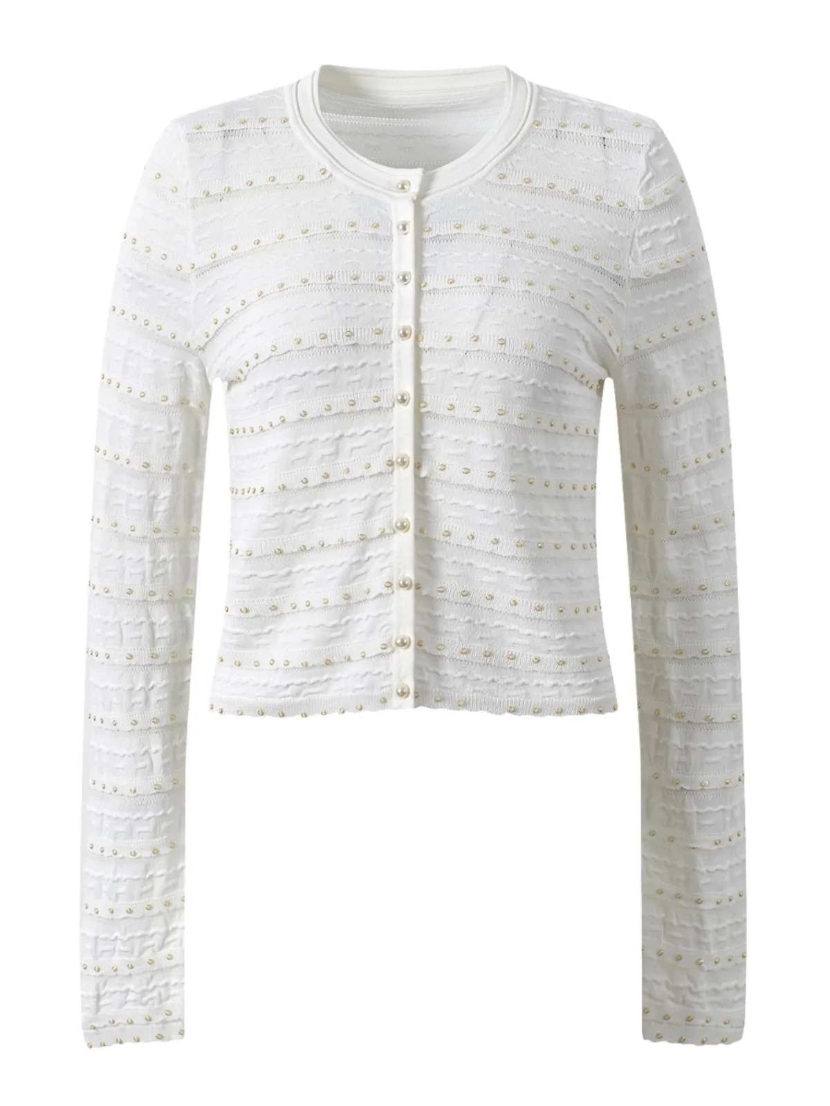 Вязаный кардиган для женщин на раннюю весну 2025 года: модный, приталенный, в полоску, с круглым вырезом, украшенный, для повседневной носки
Вязаный кардиган для женщин на раннюю весну 2025 года: модный, приталенный, в полоску, с круглым вырезом, украшенный, для повседневной носки