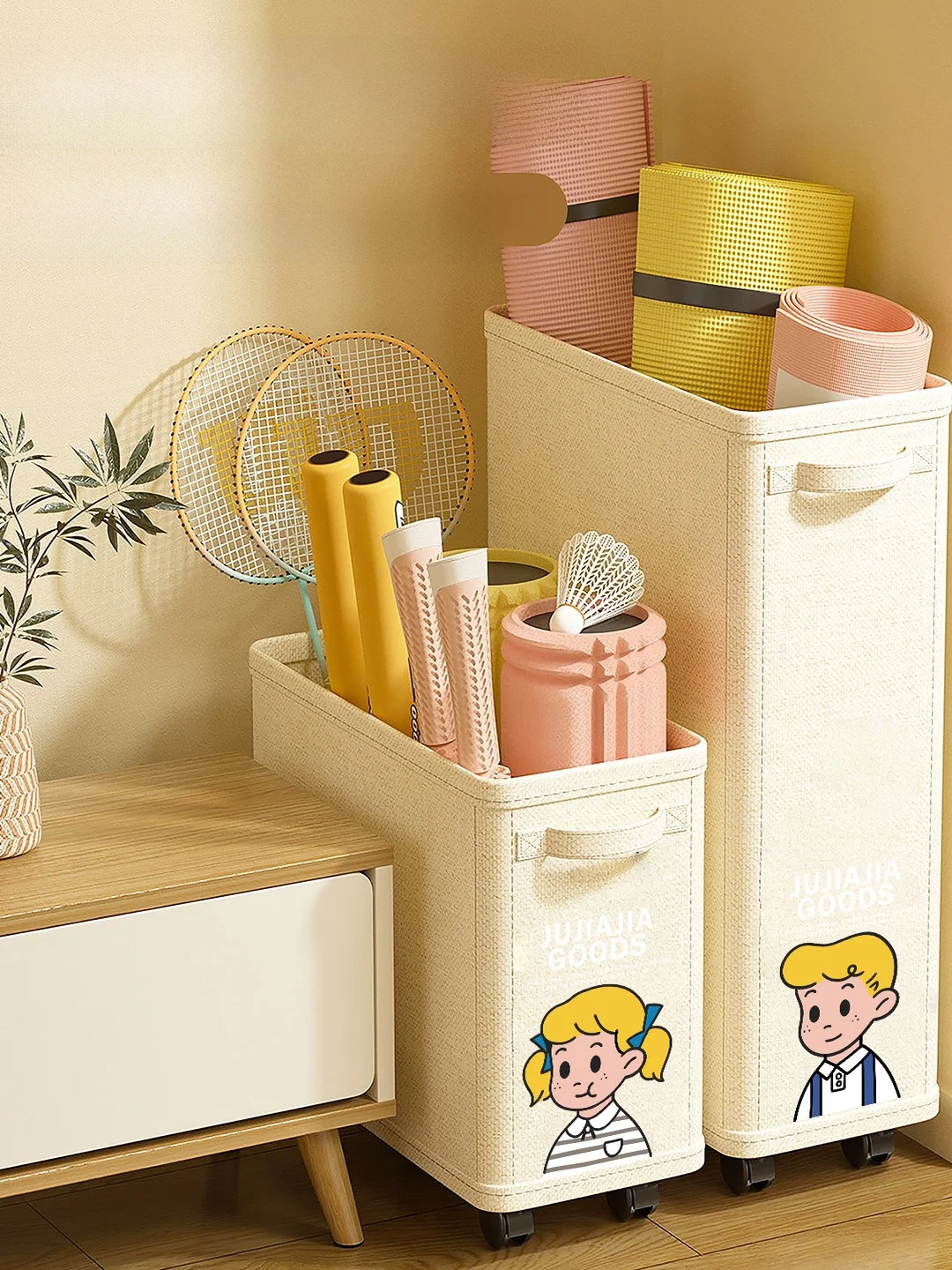 Modern Minimalist Yoga Mat Storage Basket with Wheels Sports Fitness Equipment Stretching Tool Rack Badminton Racket Organizer
Modern Minimalist Yoga Mat Storage Basket with Wheels Sports Fitness Equipment Stretching Tool Rack Badminton Racket Organizer