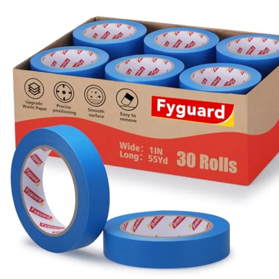 Rolls Blue Painters Tape 1 Inch Wide 0.9In x 1650 Total Yards Bulk Blue Masking Tape, Heat Resistant Washi Tape for Wall Painti
Rolls Blue Painters Tape 1 Inch Wide 0.9In x 1650 Total Yards Bulk Blue Masking Tape, Heat Resistant Washi Tape for Wall Painti
