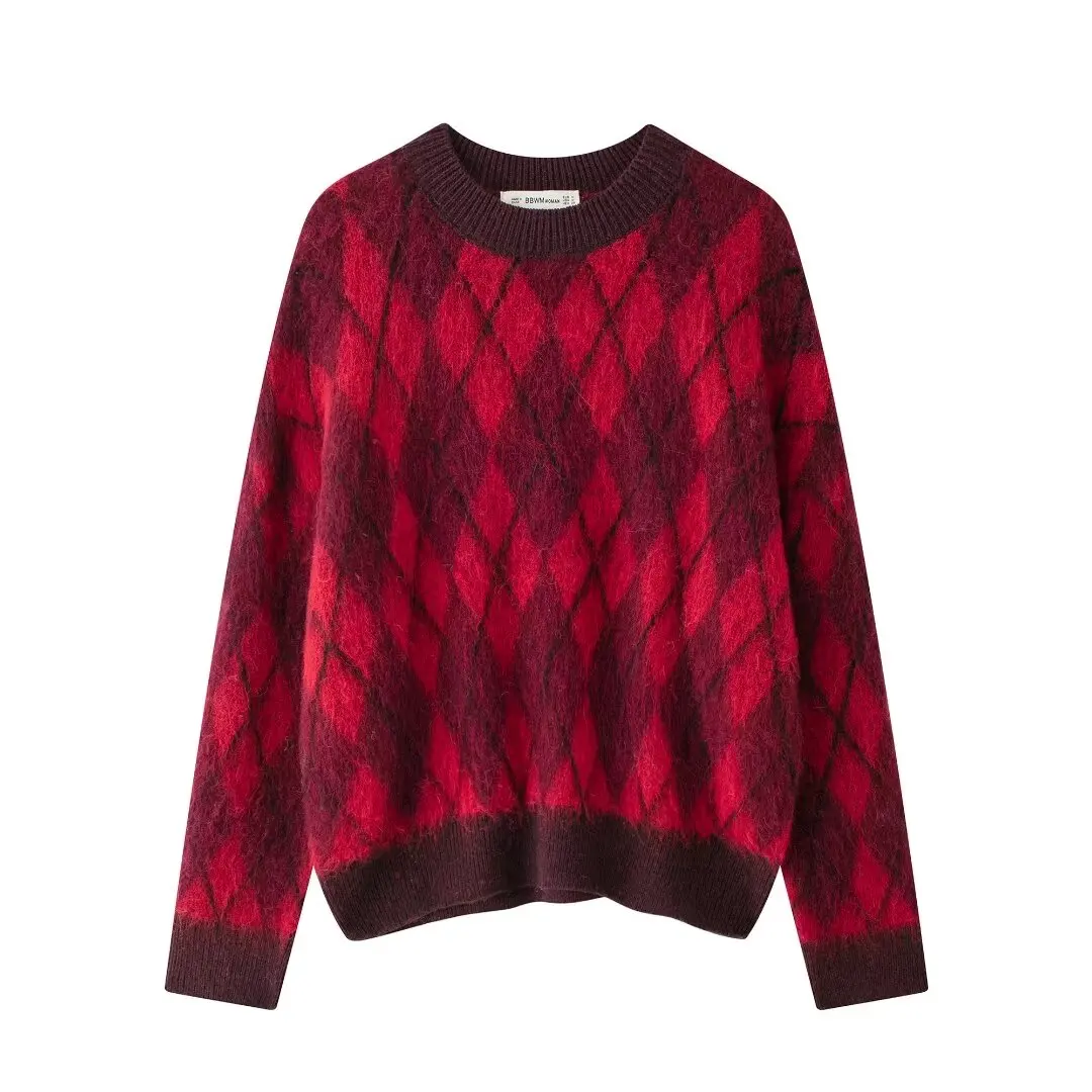 Sweater 2024 Autumn/Winter New Product Women's Diamond Pattern Long Sleeve Round Neck Casual Knitted Sweater
Sweater 2024 Autumn/Winter New Product Women's Diamond Pattern Long Sleeve Round Neck Casual Knitted Sweater