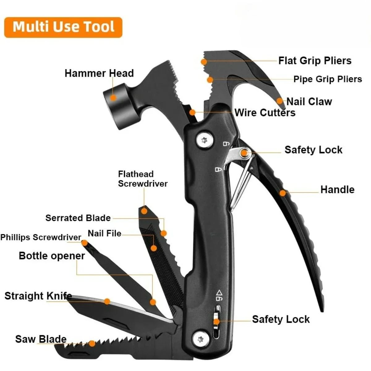 12 IN 1 Multitool Hammer Outdoor Survival Gear Tool for Camping Hunting Hiking Accessories Car Emergency Escape Tool
12 IN 1 Multitool Hammer Outdoor Survival Gear Tool for Camping Hunting Hiking Accessories Car Emergency Escape Tool