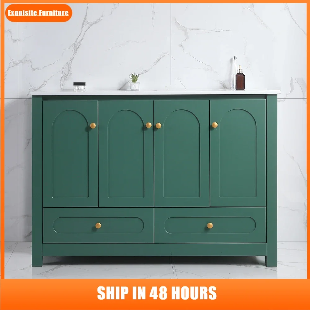 48" Green Bathroom Vanity with Ceramic Sink Combo, Abundant Storage Cabinet -4 Soft close doors and 2drawers
48" Green Bathroom Vanity with Ceramic Sink Combo, Abundant Storage Cabinet -4 Soft close doors and 2drawers