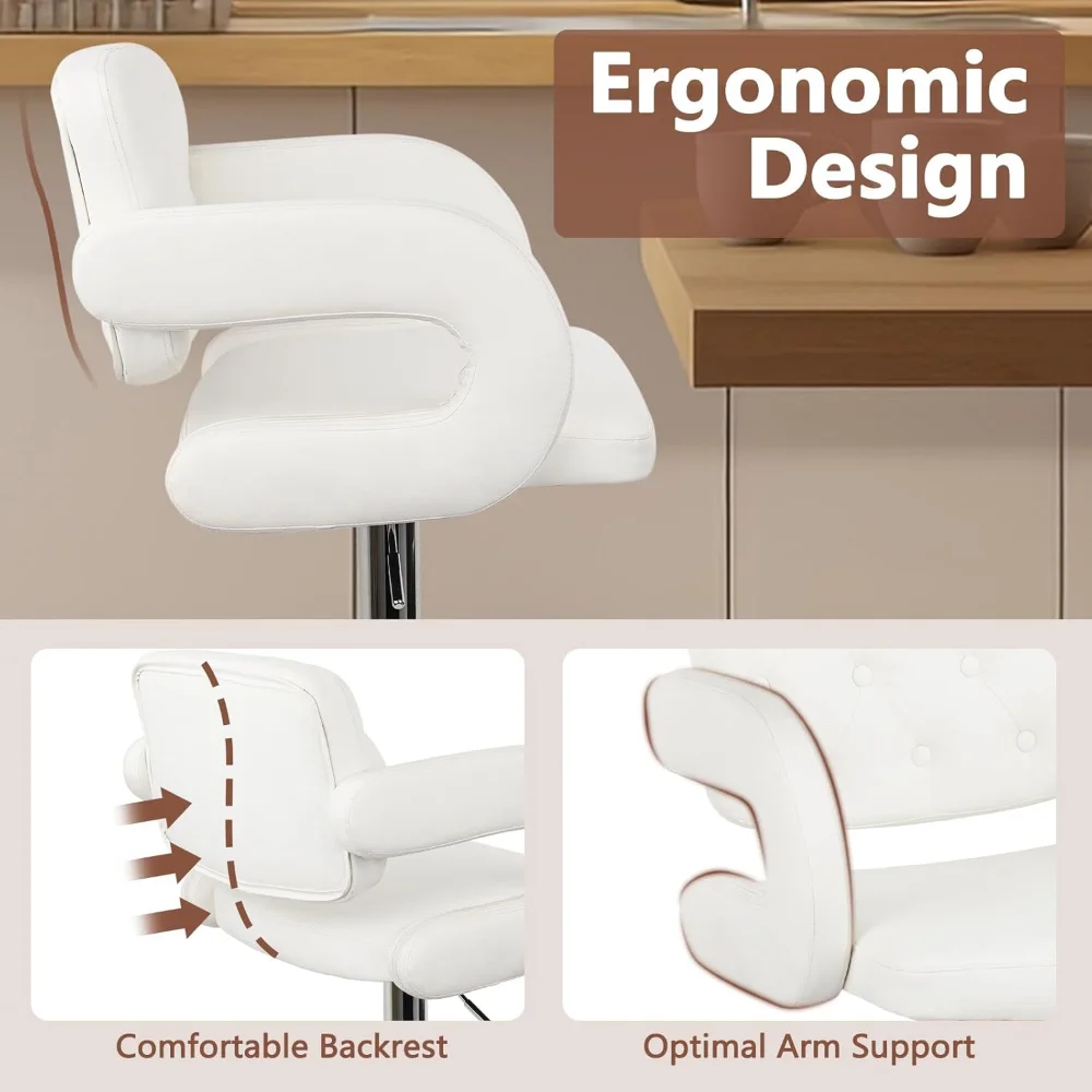 Bar Stools Leather Swivel Barstools Diamond Tufted Counter Chair with Curved Armrest, Adjustable Height Bar Chairs for Bar
Bar Stools Leather Swivel Barstools Diamond Tufted Counter Chair with Curved Armrest, Adjustable Height Bar Chairs for Bar