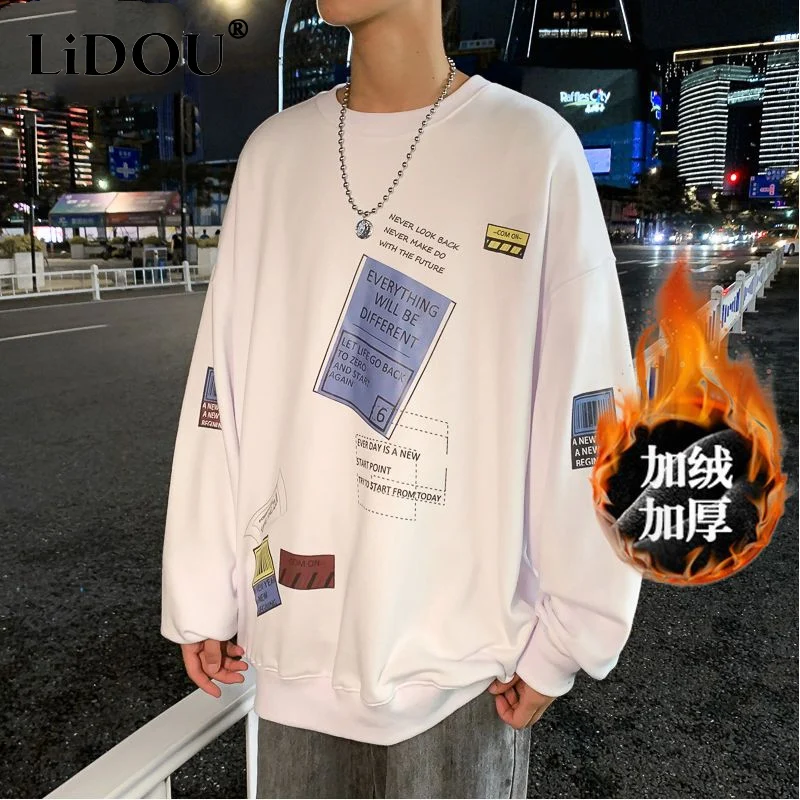 Autumn Winter New Y2K Printing Fashion Long Sleeve Sweatshirts Man High Street Casual Loose Harajuku Plus Velvet Warm Pullovers 
Autumn Winter New Y2K Printing Fashion Long Sleeve Sweatshirts Man High Street Casual Loose Harajuku Plus Velvet Warm Pullovers