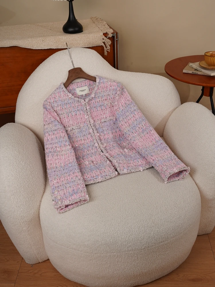 Retro Missy ort Woolen Coat Pink round Ne Tweed Korean Sle Commute Thiened Polyester Fiber Long Sve Single Button
Retro Missy ort Woolen Coat Pink round Ne Tweed Korean Sle Commute Thiened Polyester Fiber Long Sve Single Button